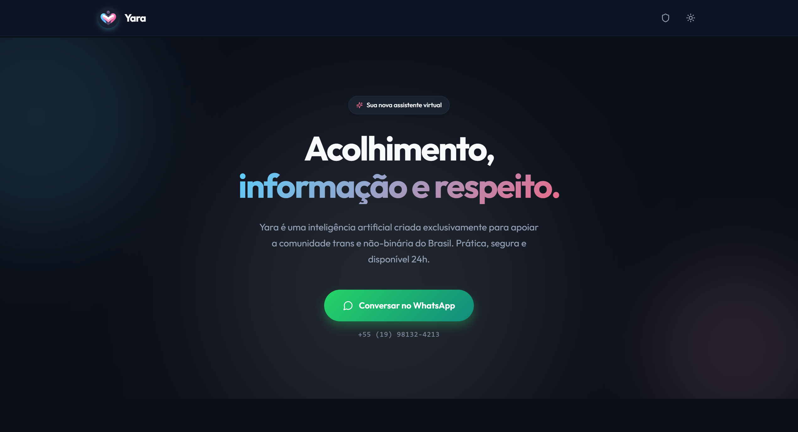 Interface do projeto Yara no tema escuro