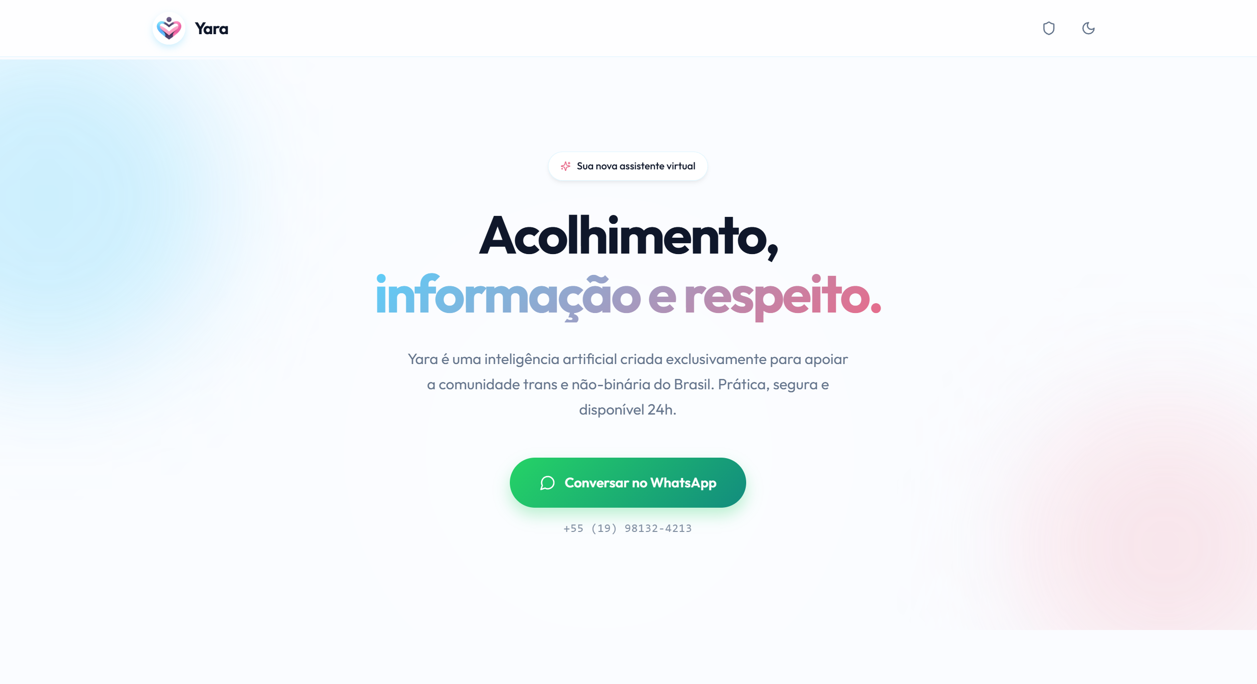 Interface do projeto Yara no tema claro